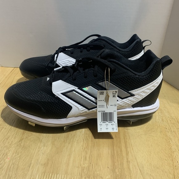 Adidas Icon 8 Metal Baseball Cleat Core Black/Silver/White Sz 14 IG7098 NWT‎ - Picture 1 of 7